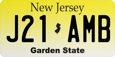 NJ license plate J21AMB
