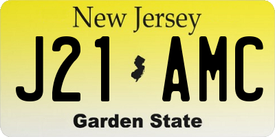 NJ license plate J21AMC