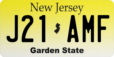 NJ license plate J21AMF