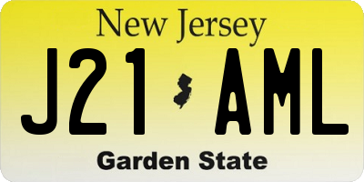 NJ license plate J21AML