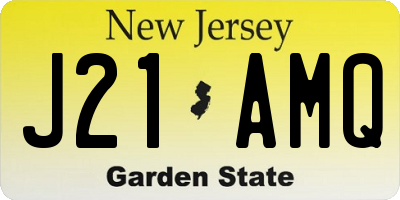 NJ license plate J21AMQ