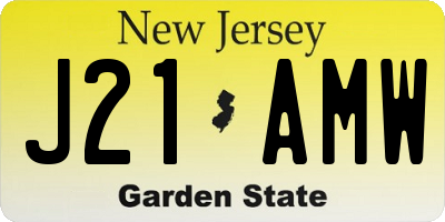 NJ license plate J21AMW