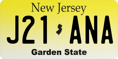 NJ license plate J21ANA