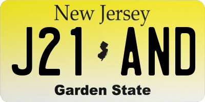 NJ license plate J21AND