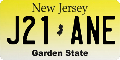 NJ license plate J21ANE