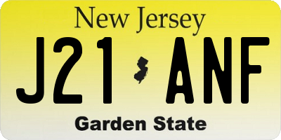 NJ license plate J21ANF