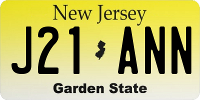 NJ license plate J21ANN