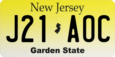 NJ license plate J21AOC