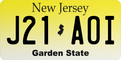 NJ license plate J21AOI