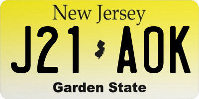 NJ license plate J21AOK