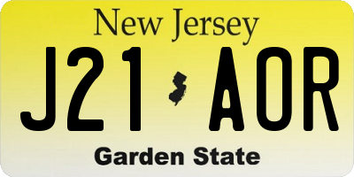 NJ license plate J21AOR