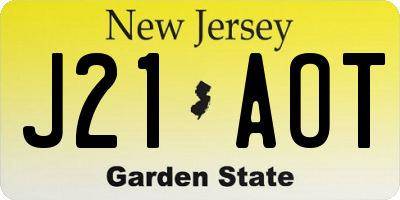 NJ license plate J21AOT