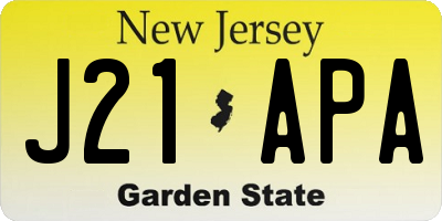 NJ license plate J21APA