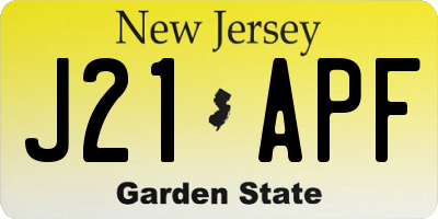 NJ license plate J21APF
