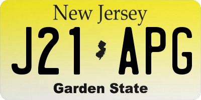 NJ license plate J21APG