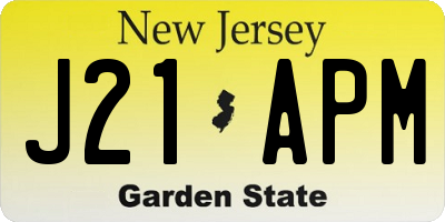 NJ license plate J21APM