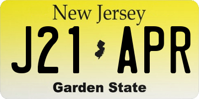 NJ license plate J21APR