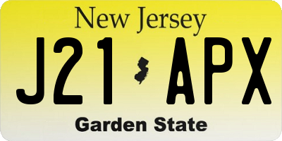 NJ license plate J21APX