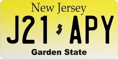 NJ license plate J21APY