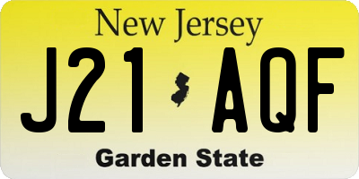 NJ license plate J21AQF
