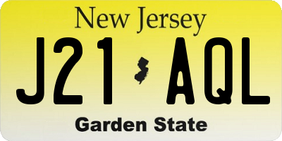 NJ license plate J21AQL