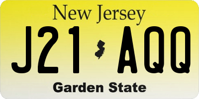 NJ license plate J21AQQ
