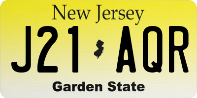 NJ license plate J21AQR