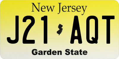 NJ license plate J21AQT