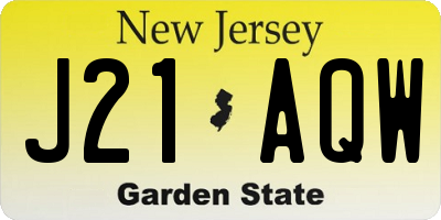 NJ license plate J21AQW
