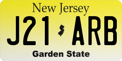 NJ license plate J21ARB