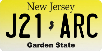 NJ license plate J21ARC