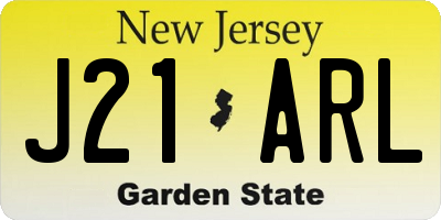 NJ license plate J21ARL