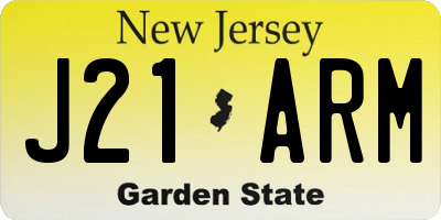 NJ license plate J21ARM