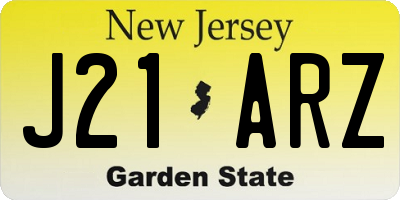 NJ license plate J21ARZ