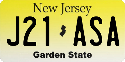 NJ license plate J21ASA