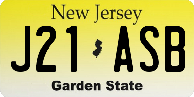 NJ license plate J21ASB