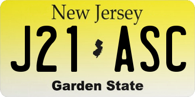 NJ license plate J21ASC