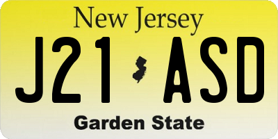 NJ license plate J21ASD