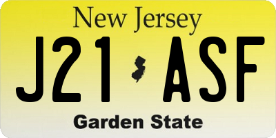 NJ license plate J21ASF