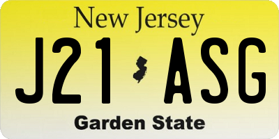 NJ license plate J21ASG