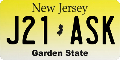 NJ license plate J21ASK