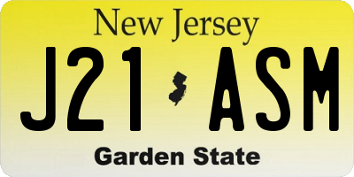 NJ license plate J21ASM