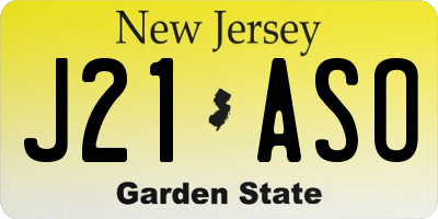 NJ license plate J21ASO