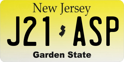 NJ license plate J21ASP