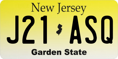 NJ license plate J21ASQ
