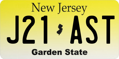 NJ license plate J21AST