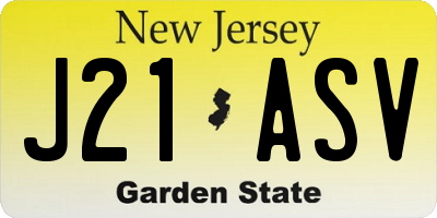 NJ license plate J21ASV