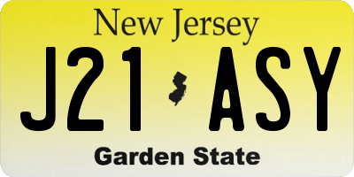 NJ license plate J21ASY
