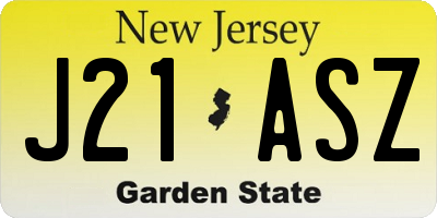 NJ license plate J21ASZ