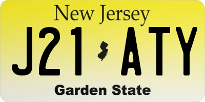 NJ license plate J21ATY